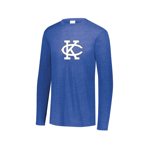 [3075.U55.XS-LOGO1] Decker Men's Tri-Blend T-Shirt - Long Sleeve (Adult XS, Royal, Logo 1)