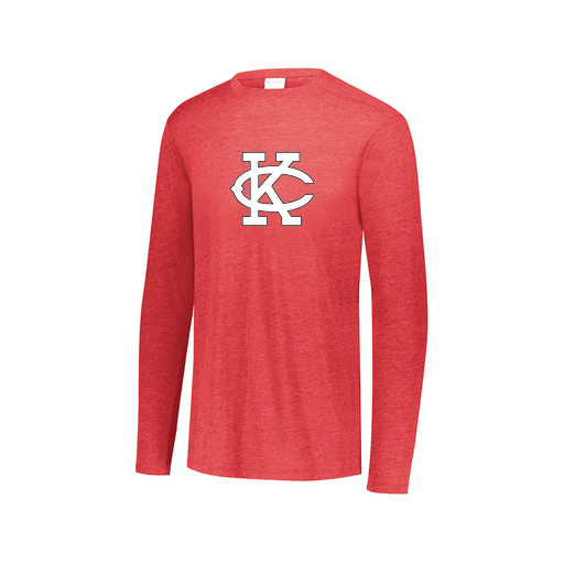 [FTLCUBRD-AXS-LOGO1] Decker Men's Tri-Blend T-Shirt - Long Sleeve (Adult XS, Red, Logo 1)