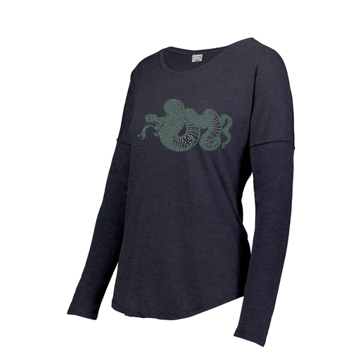 [FTLCUBNV-FAXS-LOGO2] Decker Women's Tri-Blend T-Shirt - Long Sleeve (Female Adult XS, Navy, Logo 2)
