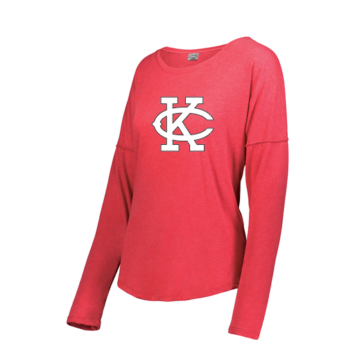 [FTLCUBRD-FAXS-LOGO1] Decker Women's Tri-Blend T-Shirt - Long Sleeve (Female Adult XS, Red, Logo 1)